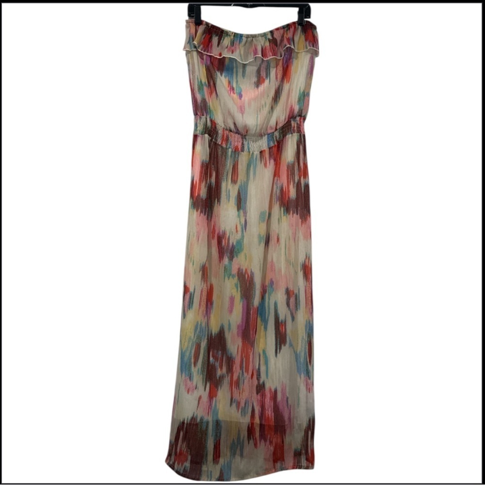 🔵 L8ter Watercolor Sleeveless Maxi Dress Size Medium
